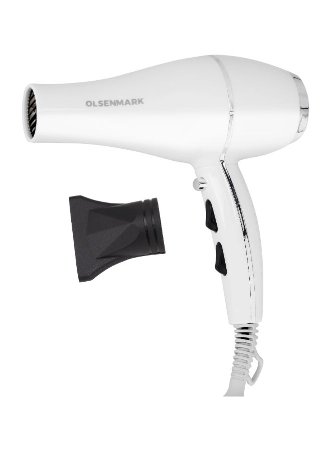 Olsenmark Professional Hair Dryer 2 Speed And 3 Temperature Setting Omh3067 White  - Image 1