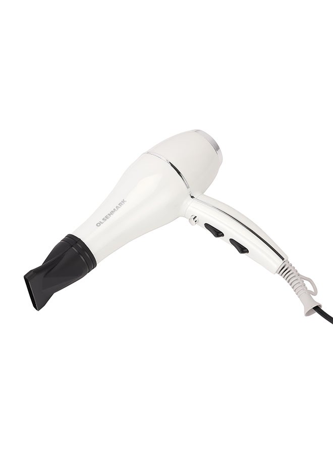 Olsenmark Professional Hair Dryer 2 Speed And 3 Temperature Setting Omh3067 White  - Image 2