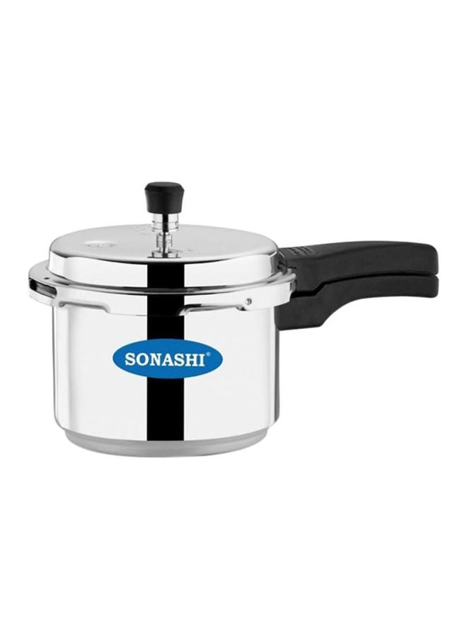 SONASHI Anti Spill 75L Pressure Cooker with HeavyBase and Strong Aluminum Body  Extra Strong Lugs with Anti Spill Lid  Heavy Base  Can be used on Gas Stove And Induction Stove Silver/Black 7.5Liters SPC-275 Silver/Black 7.5Liters  - Image 1