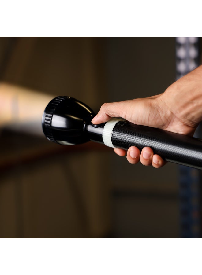 GEEPAS - Rechargeable LED Flashlight 357MM|  Aluminum Body Hyper Bright 7W T6 LED | Charge 1500 Times, 6 Hours Continuous Working with 3000mAh Rechargeable Battery| GFL3858 Black/White - Image 1