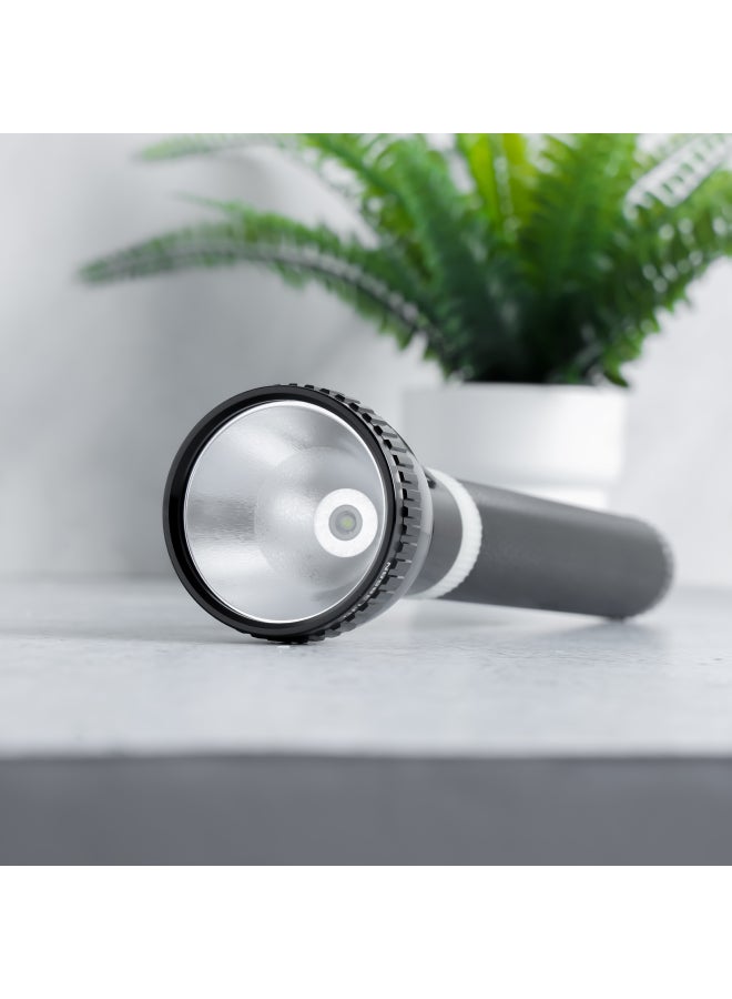 GEEPAS - Rechargeable LED Flashlight 357MM|  Aluminum Body Hyper Bright 7W T6 LED | Charge 1500 Times, 6 Hours Continuous Working with 3000mAh Rechargeable Battery| GFL3858 Black/White - Image 1