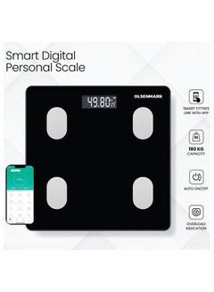 Olsenmark Olsenmark Smart Digital Personal Scale OMBS2256, with Smart Fitness App, Bluetooth Connected, LCD Display, 180 KG Capacity, Perfect for Home, Bathroom, Gym  - Image 1