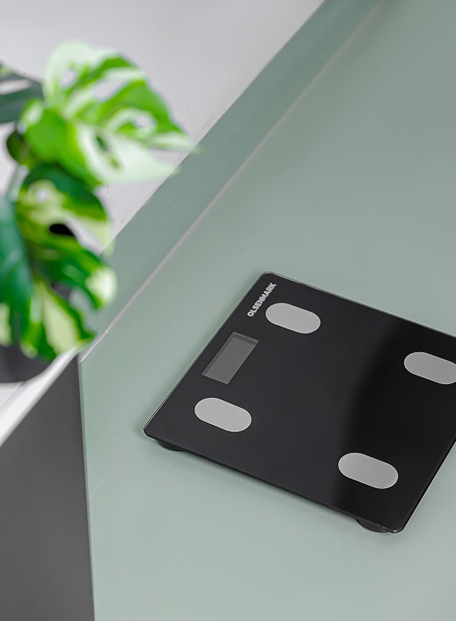 Olsenmark Smart Digital Personal Scale OMBS2256, with Smart Fitness App, Bluetooth Connected, LCD Display, 180 KG Capacity, Perfect for Home, Bathroom, Gym
