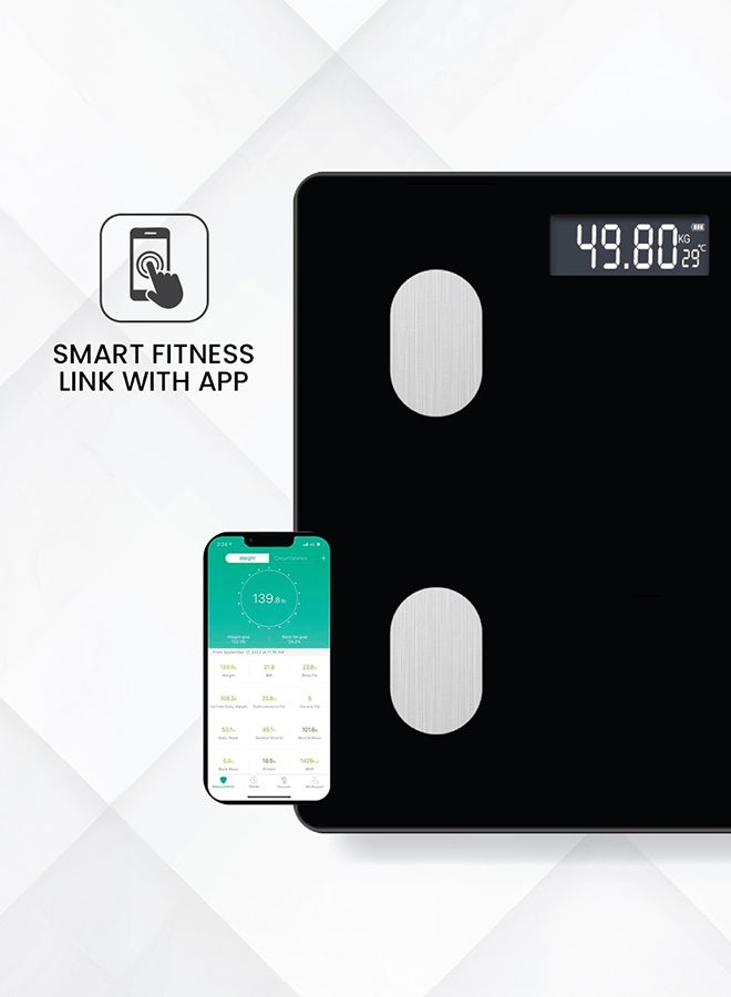 Olsenmark Smart Digital Personal Scale OMBS2256, with Smart Fitness App, Bluetooth Connected, LCD Display, 180 KG Capacity, Perfect for Home, Bathroom, Gym