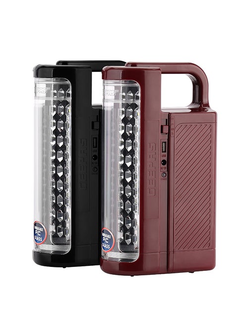 24 Mega Luminous LED's Rechargeable LED Lantern Set Of 2, 30 Super Bright SMD LEDs, Energy Efficient, USB Charging Red/Clear