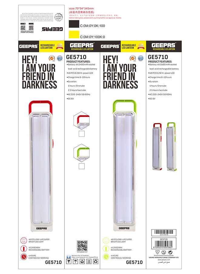 GEEPAS - Rechargeable LED Lantern - Emergency Lantern with Light Dimmer Function | 46 Super Bright LEDs | Very Suitable for Power Outages, & Camping Assorted - Image 1
