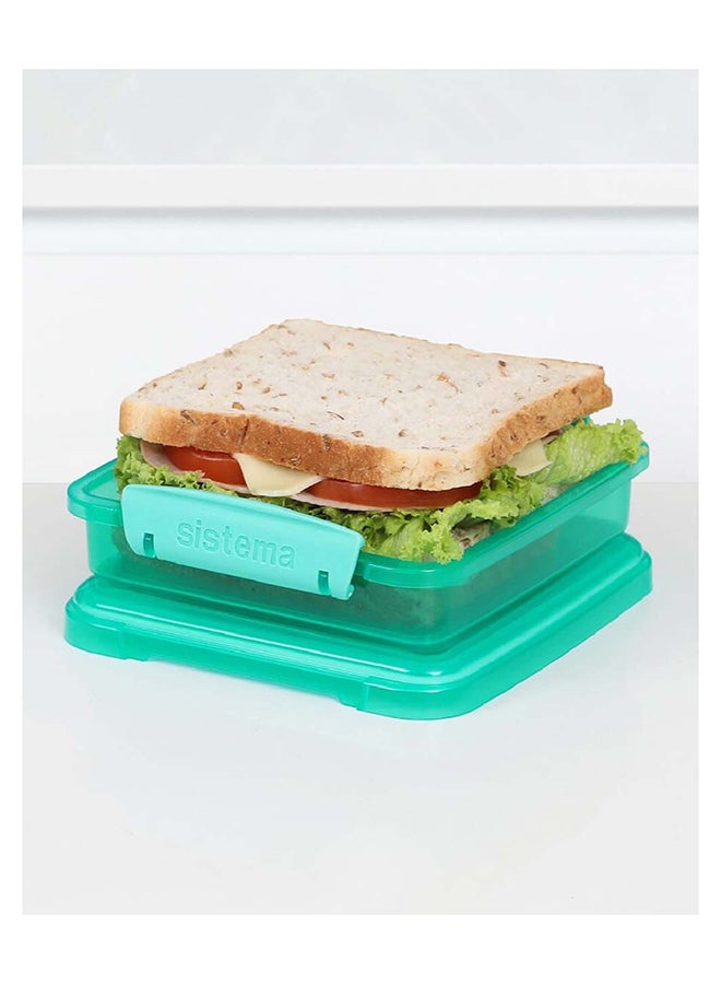 sistema - Sistema Sandwich Box 450ML Green : Sandwich Storage - Leak-proof - Portable - Lunch Container - BPA-free Green 15.5 x 15 x 4.3cm - Image 1