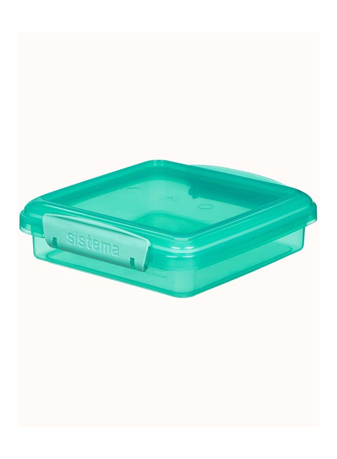 sistema - Sistema Sandwich Box 450ML Green : Sandwich Storage - Leak-proof - Portable - Lunch Container - BPA-free Green 15.5 x 15 x 4.3cm - Image 1