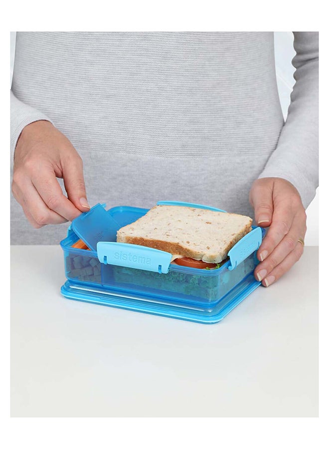 Sistema Snack Attack Duo Lunch Box 975ML Blue: Snack Container - Lunch Container - Portable - Leak-proof - BPA-free Blue 19.7x5.85x15.8cm - Image 2