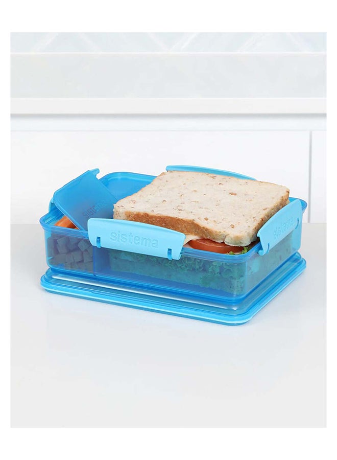 Sistema Snack Attack Duo Lunch Box 975ML Blue: Snack Container - Lunch Container - Portable - Leak-proof - BPA-free Blue 19.7x5.85x15.8cm - Image 3