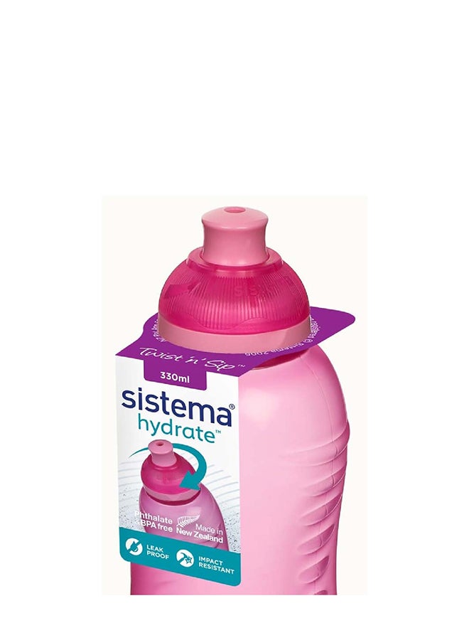 sistema - Sistema Twist 'N Sip 330ml Squeeze Water Bottle Pink -Leak-proof Pink - Image 1