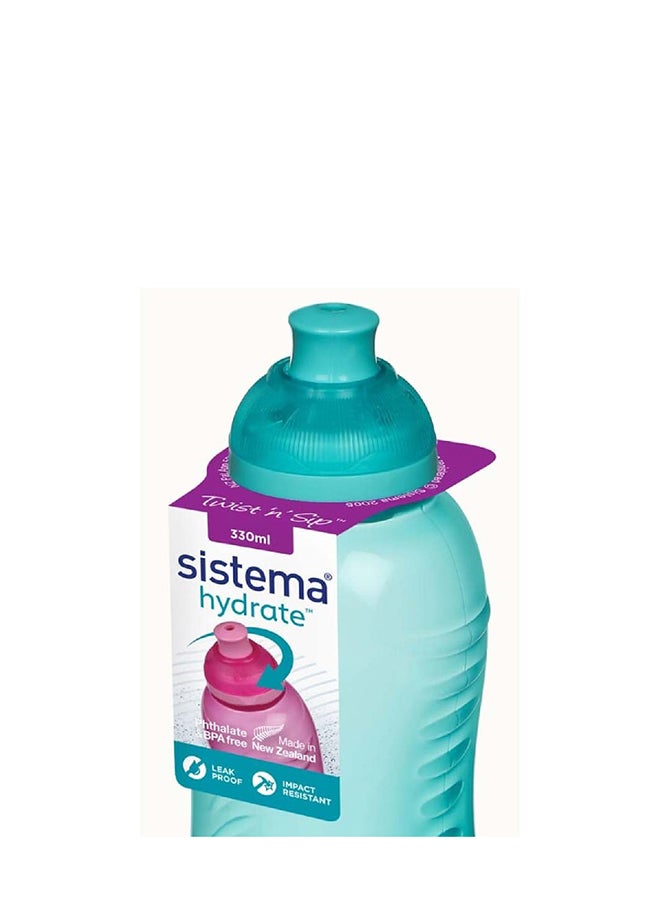sistema - Sistema Twist 'N Sip 330ml Squeeze Water Bottle Green - Leak-proof Multicolour - Image 1
