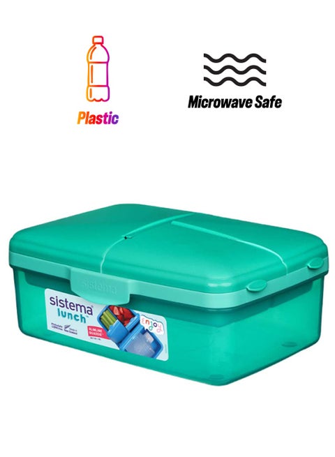 Sistema Slimline Quaddie Coloured Lunch Box 1.5L Green : Meal Prep - Leak-proof - Portable - Lunch Container - BPA-free Green
