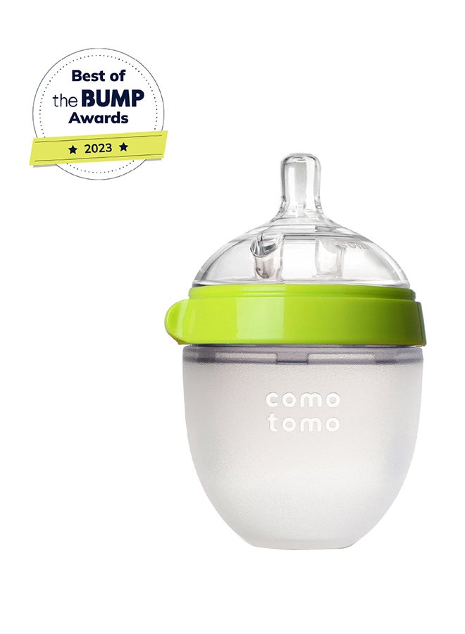 comotomo Natural Feel Baby Bottle, 150 Ml Green/White 