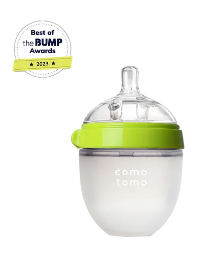comotomo Natural Feel Baby Bottle, 150 Ml Green/White