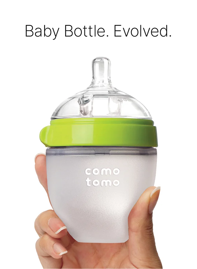 comotomo Natural Feel Baby Bottle, 150 Ml Green/White