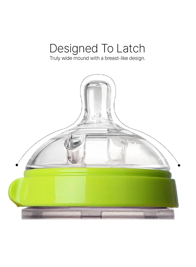comotomo Natural Feel Baby Bottle, 150 Ml Green/White