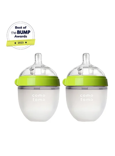 comotomo Natural Feel Baby Bottle, Pack Of 2 150 Ml Green/White
