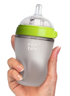 comotomo Natural Feel Silicone Baby Bottle, Pack Of 2 250ml Green  - Image 3