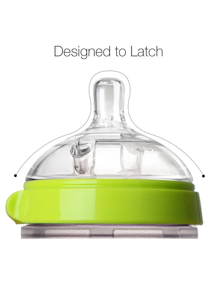 كوموتومو Natural Feel Silicone Baby Bottle, Pack Of 2 250ml Green