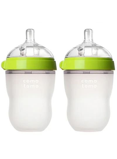 comotomo Natural Feel Silicone Baby Bottle, Pack Of 2 250ml Green