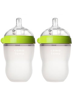 comotomo Natural Feel Silicone Baby Bottle, Pack Of 2 250ml Green  - Image 1