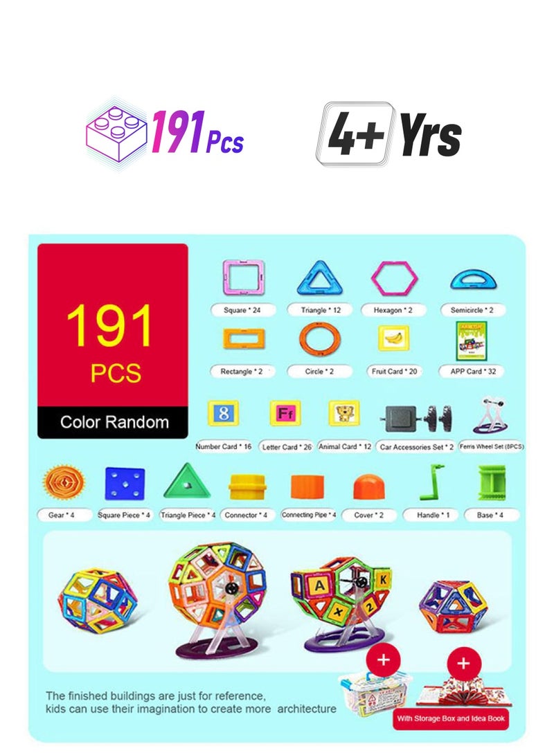 ametoys TX-191 191-Piece Color Random Magnetic Blocks Building Toys Set With Storage Bag And Idea Book 191 4+ Years  - Image 1
