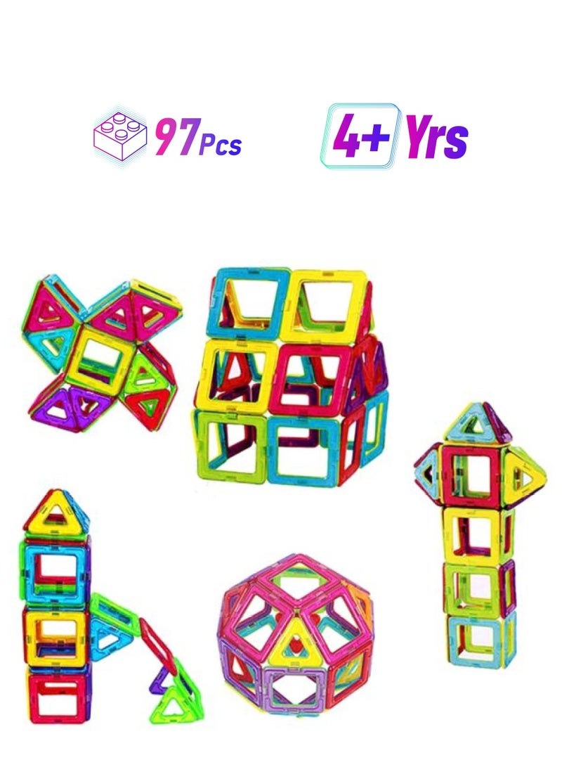 اميتويز ألعاب بناء مكعبات مغناطيسية مكونة من 97 قطعة، لعمر 4 سنوات فما فوق - Image 1