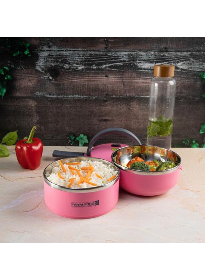 Royalford Royalford RF4673 Double Layer Lunch Box - Leak-Proof & Airtight Lid Food Storage Container - High-Quality Stainless Steel Inner, Non-Toxic and Extended Fastening Lid Design - Portable & Dishwasher Safe Multicolor 1.8Liters  - Image 3