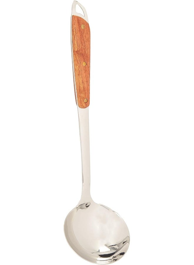 راج مغرفة بمقبض خشبي فضي/بني 36سم - Image 1