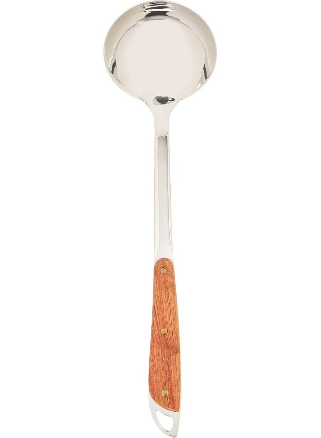 راج مغرفة بمقبض خشبي فضي/بني 36سم - Image 2