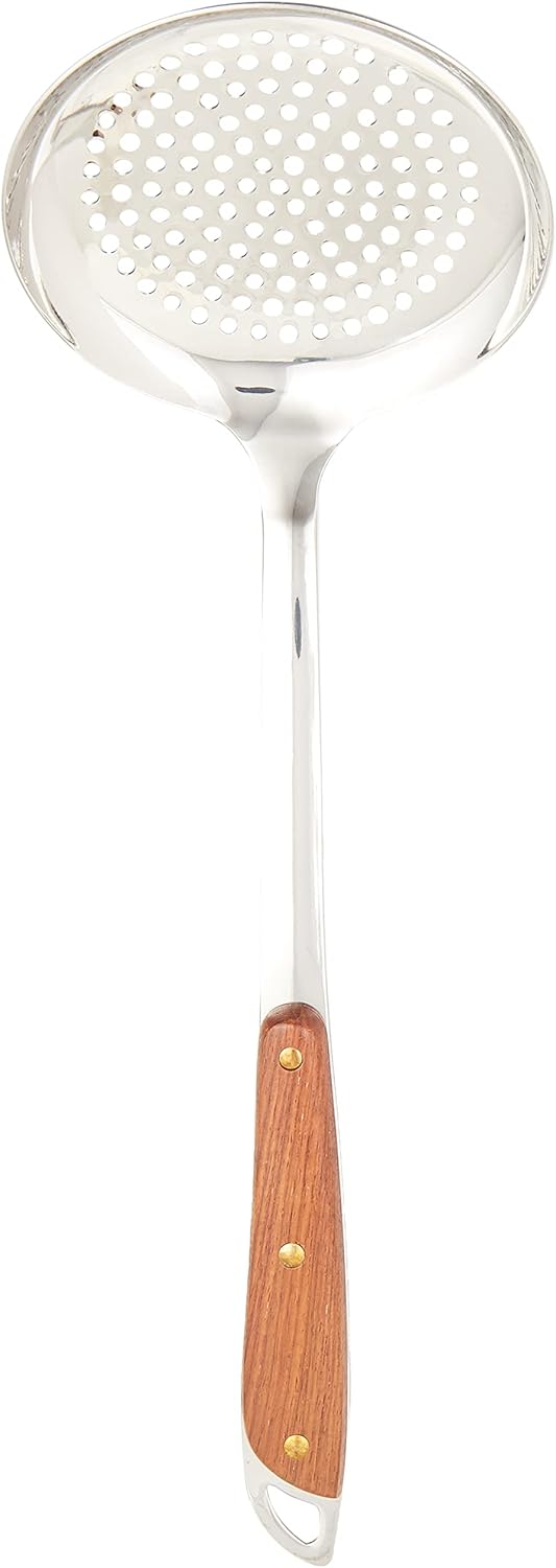 راج مقشدة بمقبض خشبي فضي/بني 38سم - Image 2