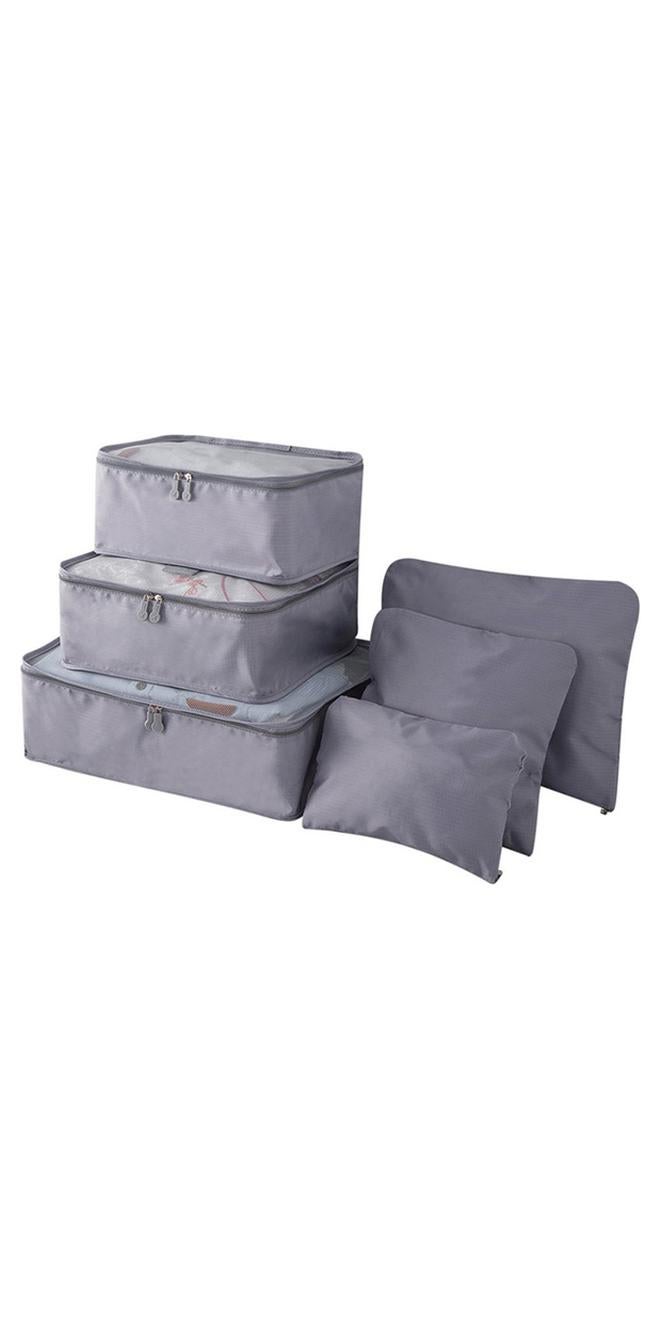 6-Piece Travel Organizer Bags Set Grey
