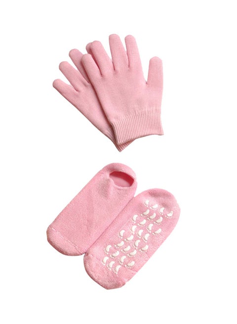 4-Piece Silicon Gel Gloves And Socks Set Multicolour