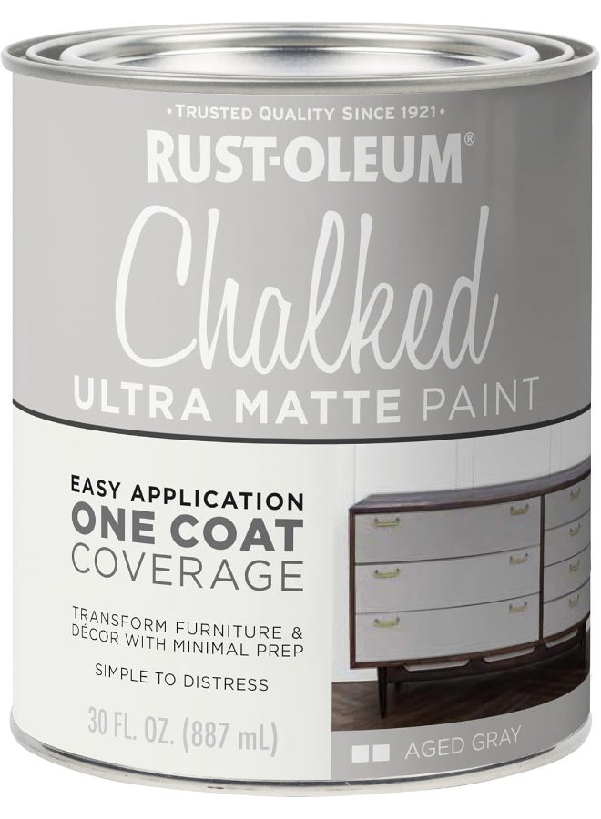 RUST-OLEUM - Rust-Oleum, Aged Gray 285143 Ultra Matte Interior Acrylic Chalked Paint 30 oz, 30 Fl Oz (Pack of 1) 285143 Aged Gray 887ml - Image 1