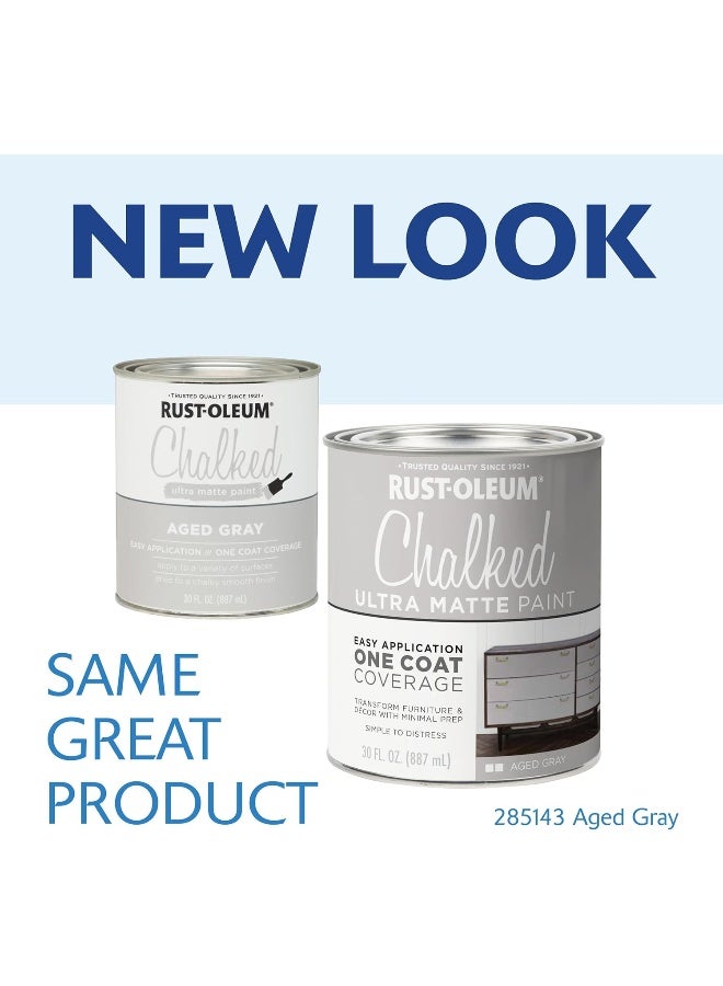 RUST-OLEUM - Rust-Oleum, Aged Gray 285143 Ultra Matte Interior Acrylic Chalked Paint 30 oz, 30 Fl Oz (Pack of 1) 285143 Aged Gray 887ml - Image 1
