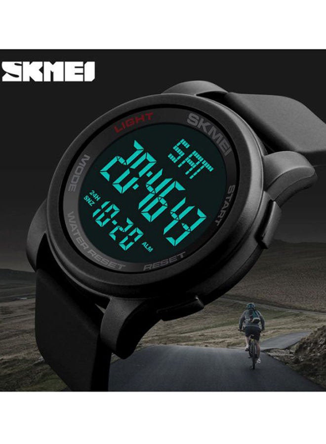 سكمي ساعة يد رقمية مقاومة للماء طراز 1257 - 50 مم - لون أسود للرجال - Image 3