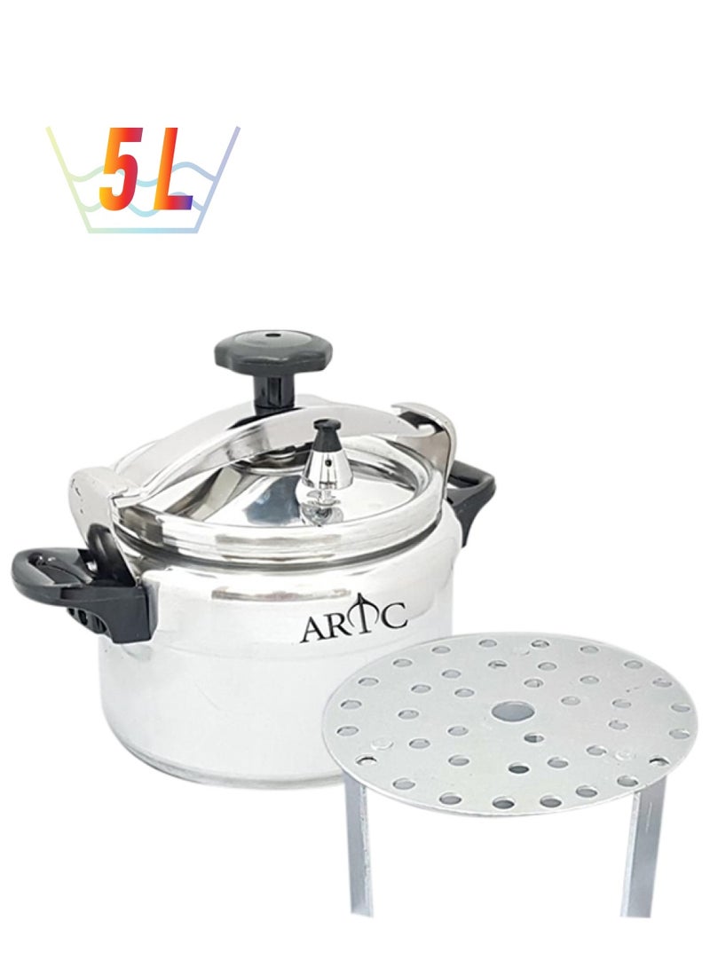 ARTC Aluminium Pressure Cooker With Special Rack Silver 5Liters - Image 1