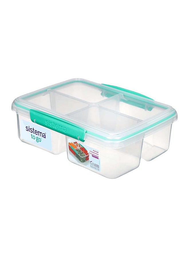 sistema Quad Split Food Storage Container Green 23.4x8x17.4cm - Image 1