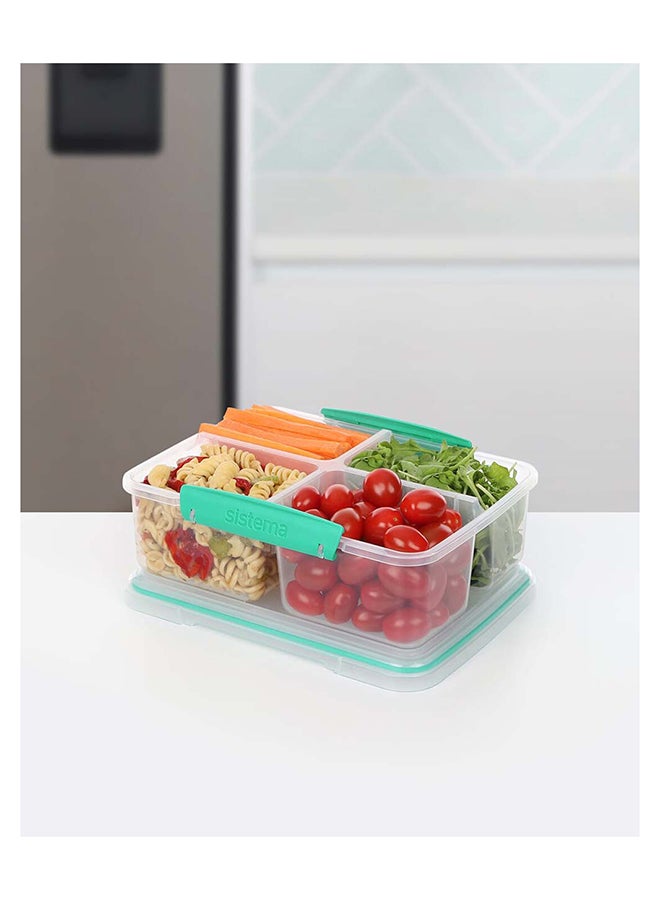 sistema Quad Split Food Storage Container Green 23.4x8x17.4cm - Image 3