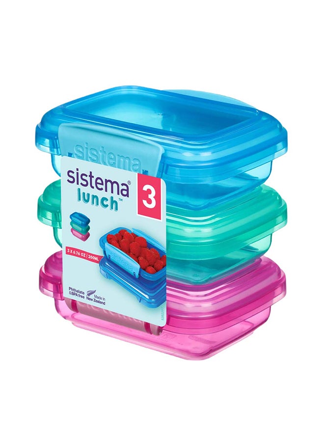sistema - Sistema Rectangular Lunch Coloured 3 Pack SW 200ml : Food Storage - Leak-proof - Microwave-safe - Dishwasher-safe - BPA-free Assorted - Image 1