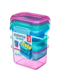 sistema Sistema Rectangular Lunch Box Coloured 3 Pack SW 400ml : Food Storage - Leak-proof - Microwave-safe - Dishwasher-safe - BPA-free Assorted  - Image 1