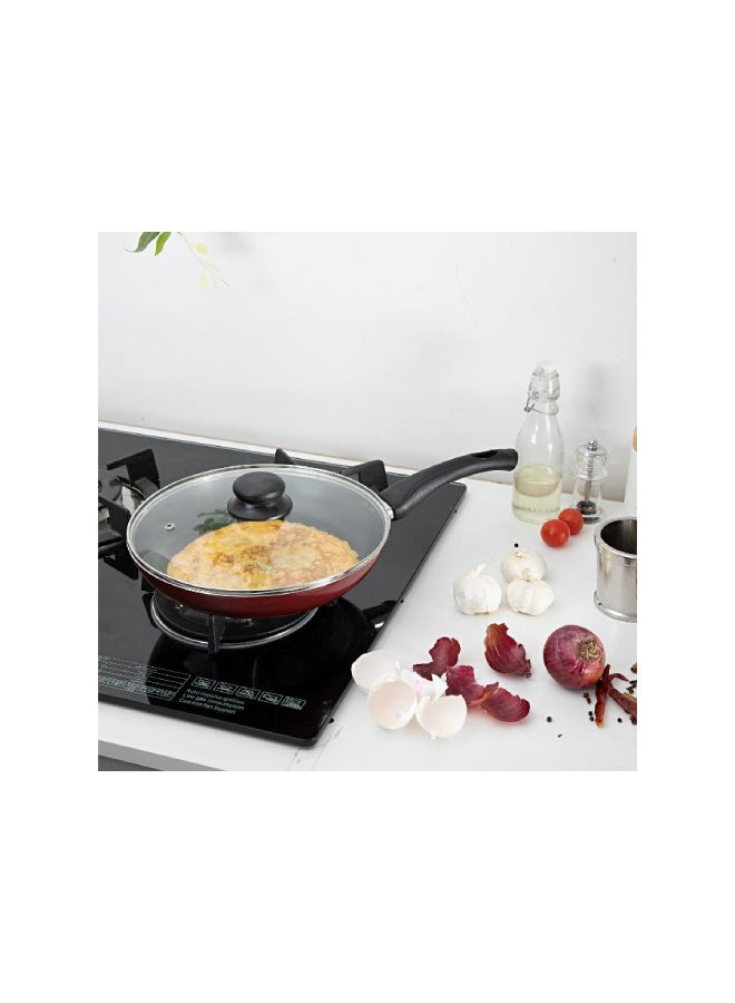 Royalford - 26 Cm Frypan With Glass Lid 3 Layer Non-Stick Coating Pfoa Free Lead Free Size 26*4.5Cm, Multi Color Multi Color 26 cmcm - Image 1