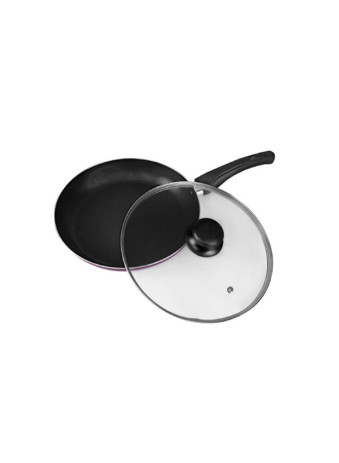Royalford - 26 Cm Frypan With Glass Lid 3 Layer Non-Stick Coating Pfoa Free Lead Free Size 26*4.5Cm, Multi Color Multi Color 26 cmcm - Image 1