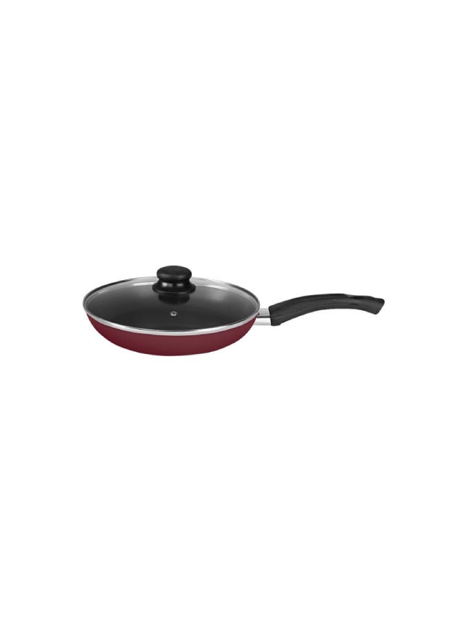 Royalford - 26 Cm Frypan With Glass Lid 3 Layer Non-Stick Coating Pfoa Free Lead Free Size 26*4.5Cm, Multi Color Multi Color 26 cmcm - Image 1