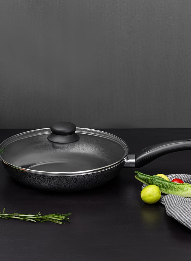 Royalford - 26 Cm Frypan With Glass Lid 3 Layer Non-Stick Coating Pfoa Free Lead Free Size 26*4.5Cm, Multi Color Multi Color 26 cmcm - Image 1