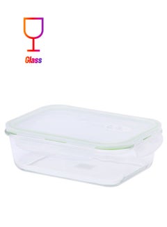 Royalford BRS Rectangle Glass Airtight Container Multicolour - Assorted Colour 370ml  - Image 1