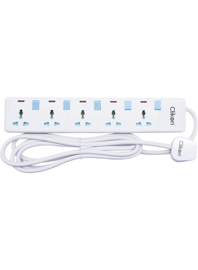 Clikon 5-Way Extension Socket White 3meter 