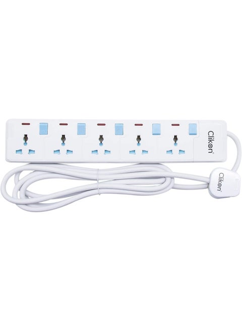 5-Way Extension Socket White 3meter