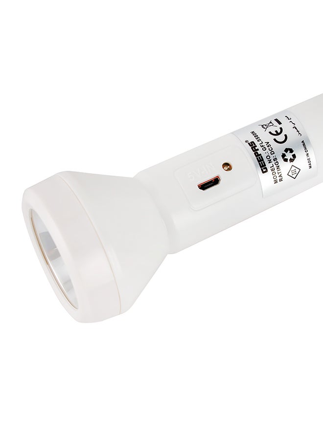 GEEPAS - LED Torch - Rechargeable LED Flashlight - Super Bright 1x3W Hi-Power LED Torch Light - Pocket Size Handheld Emergency Torch - Powerful Torch White/Orange - Image 1